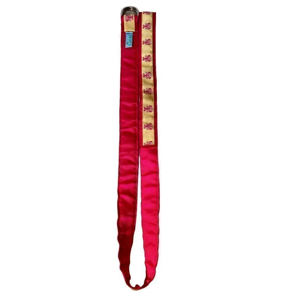 Eliza B Belt Yellow Ribbon Pink Lobster Silver Ring Buckle Preppy Coastal Sz L
